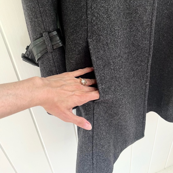 Nicole Benisti Wool Swing Peacoat Button Grey Long Unique Designer Women Medium - Picture 11 of 13